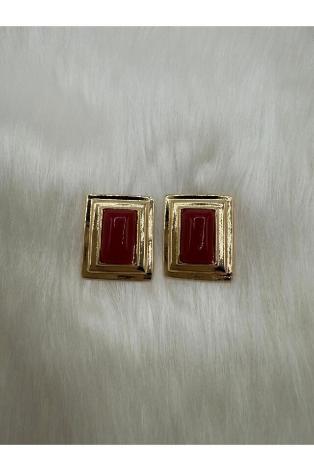 Arleth Bordo Taşlı Küpe