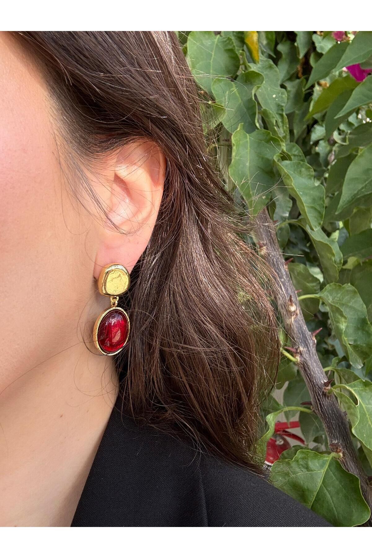 Arletta Bordo Taşlı Küpe