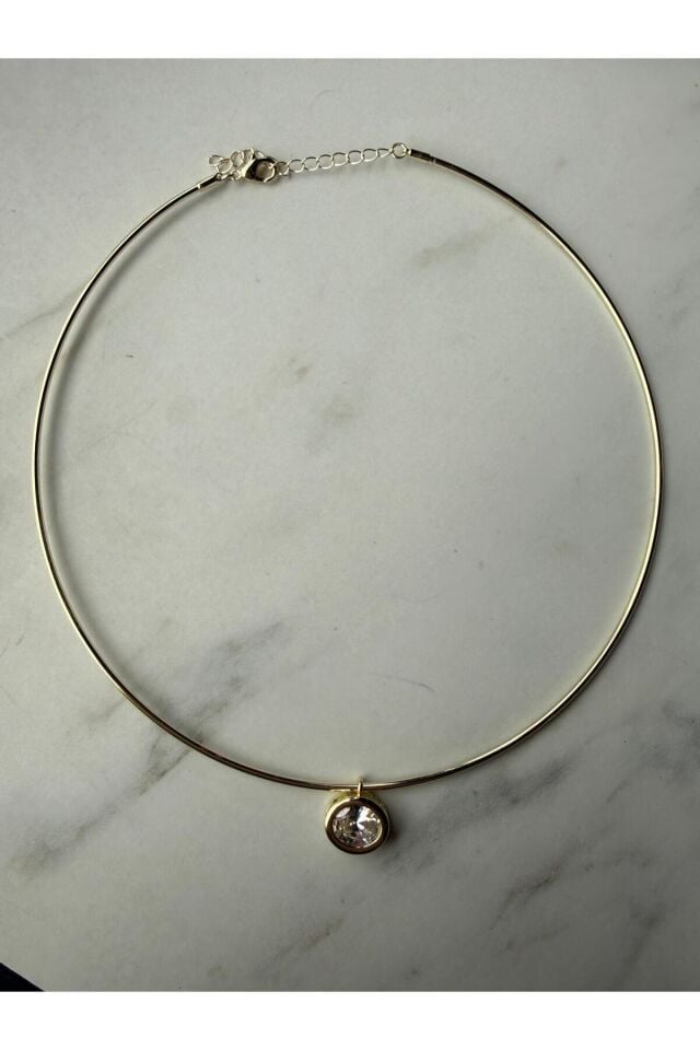 Zarif Tek Taş Choker Kolye