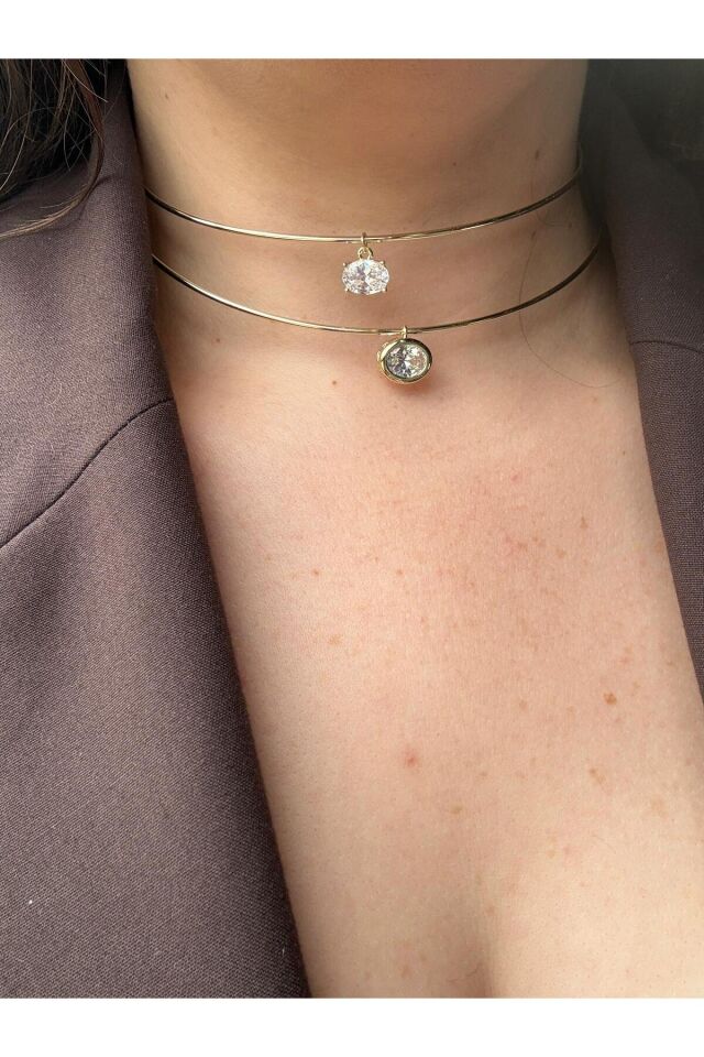 Büyük Taşlı Minimal Choker Kolye