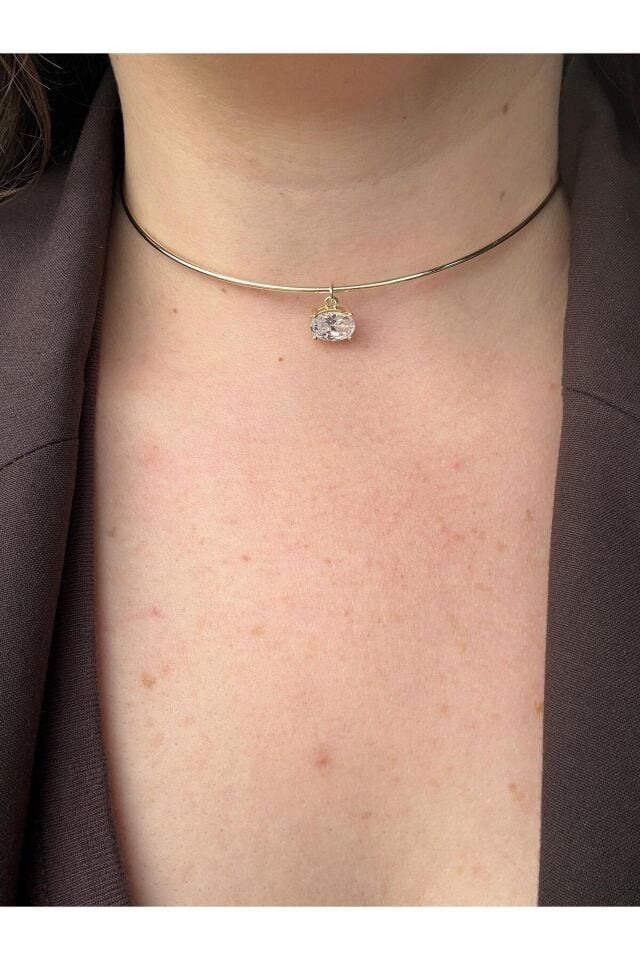 Büyük Taşlı Minimal Choker Kolye