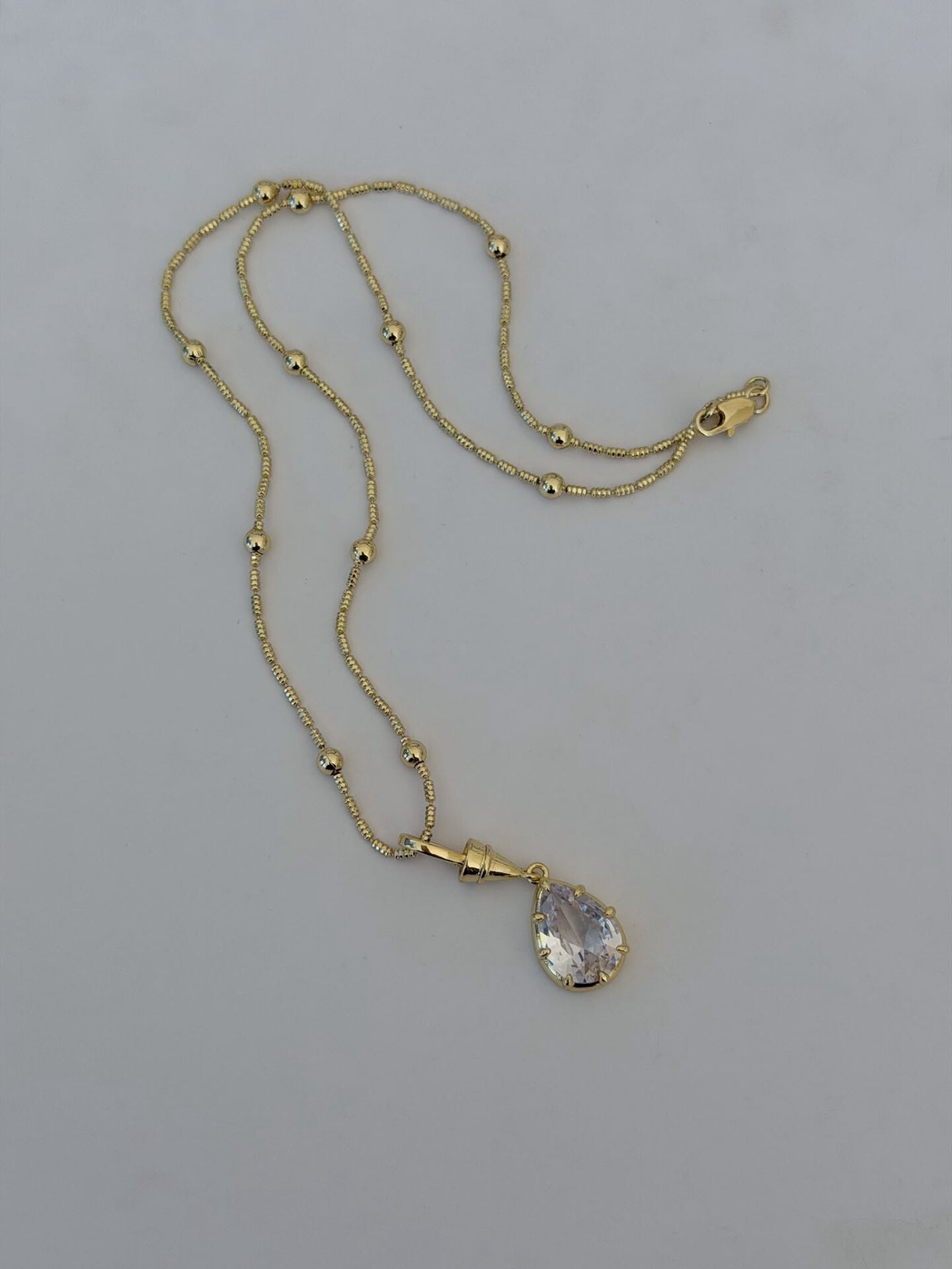 Damla Taşlı Top Zincir Gold Kolye