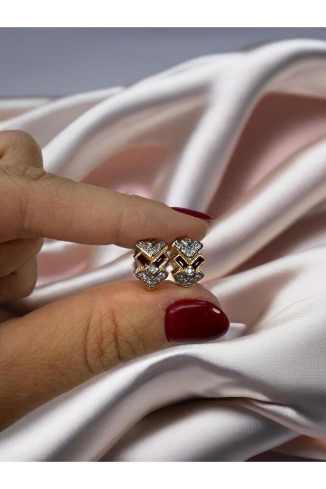luna bordo taşlı ear cuff