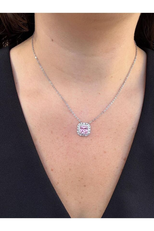 Pembe Mini Taş Kolye